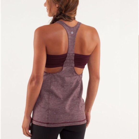 lululemon Turbo Tank Top Tonka Striped Sz 6 Athletic Racerback - Picture 8 of 10